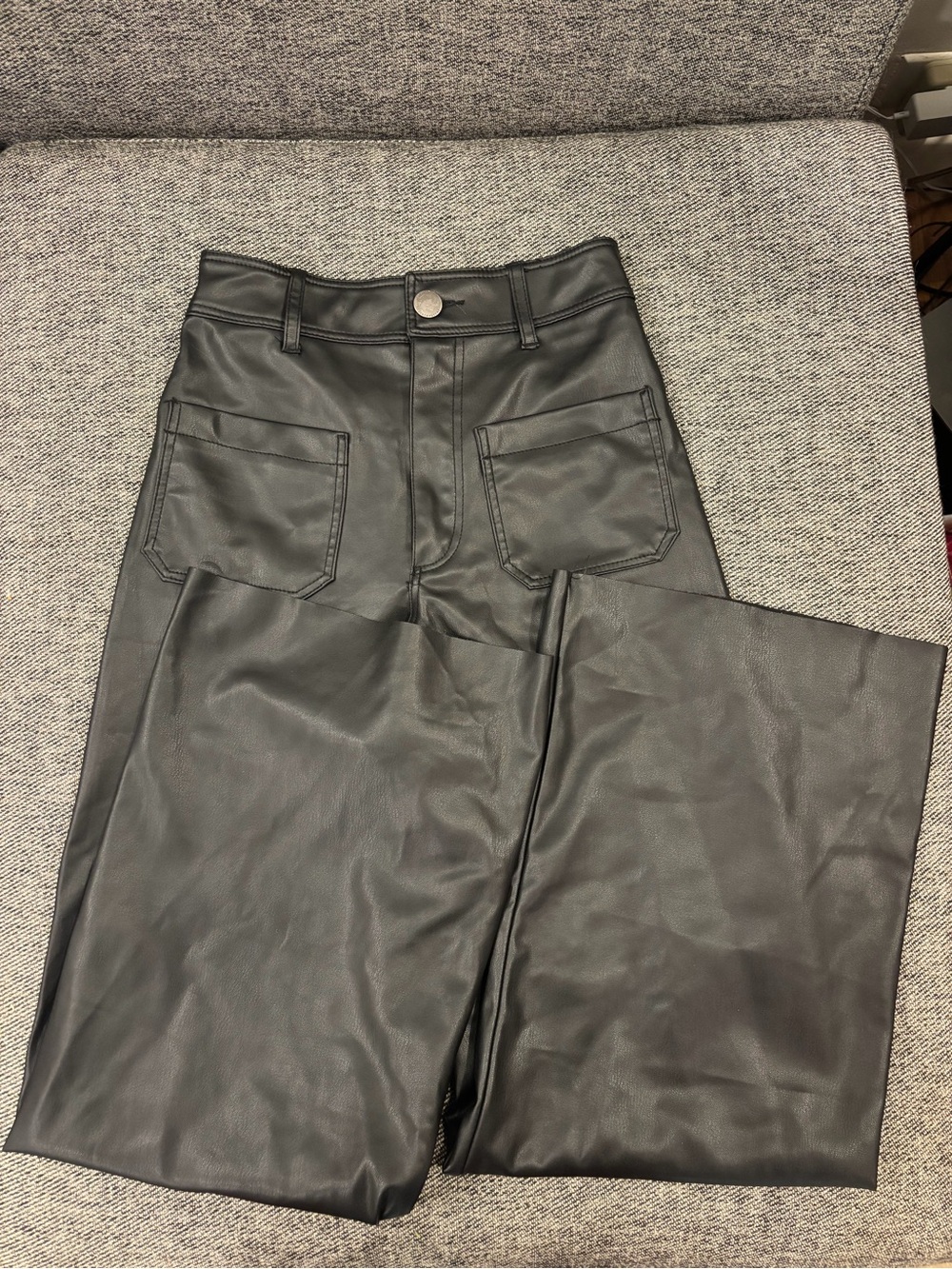 Zara Black Wide-Leg Faux Leather Pants